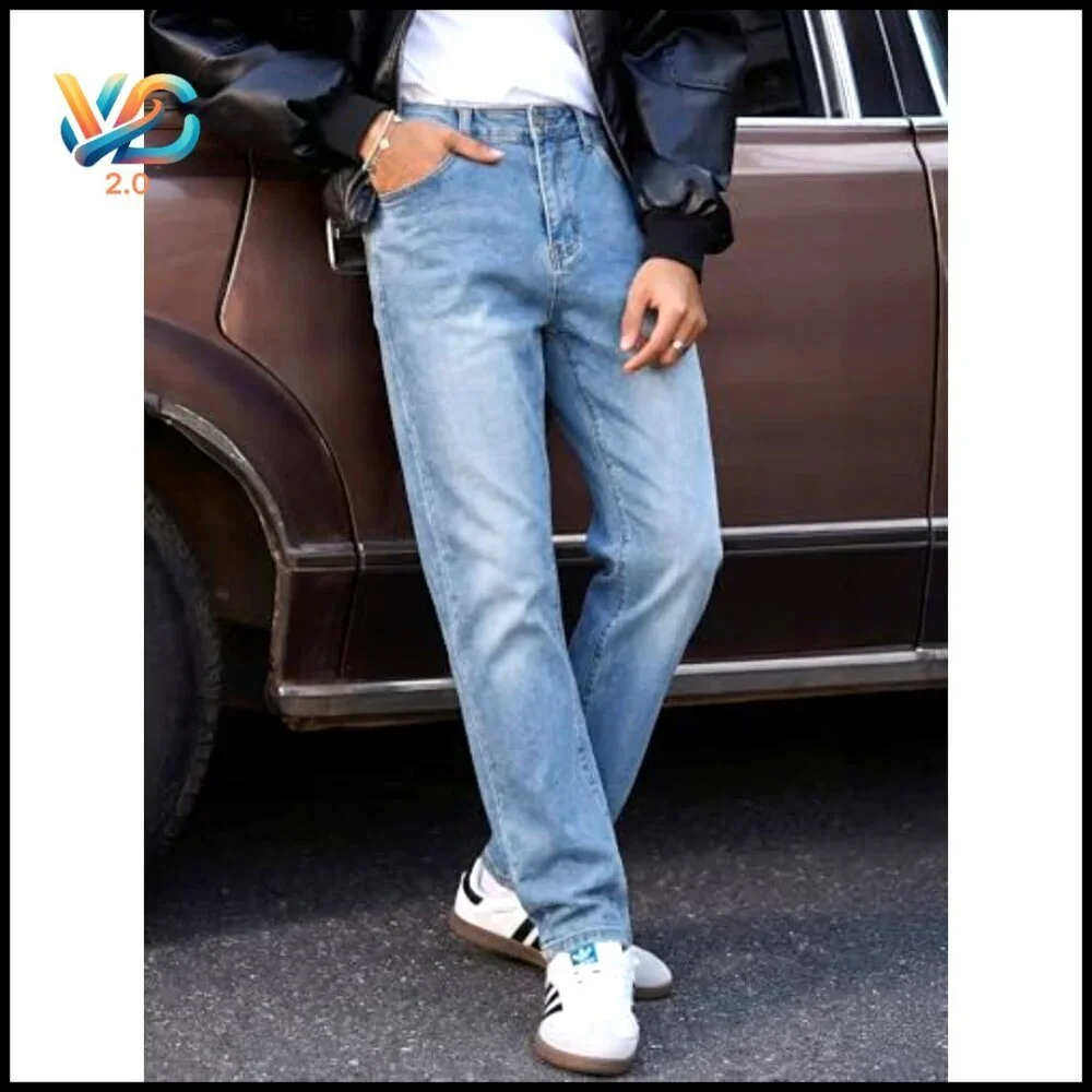 Slim Fit Stretch Tapered Skinny Jeans Comfort Flexible Denim Pants Classic‎